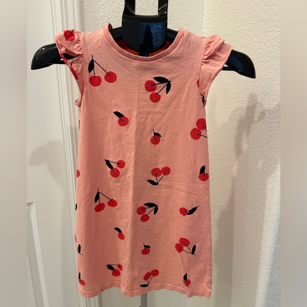 Tea Collection Girls Tulip Sleeve Dress with Cherries Design size 7